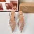 ZA New Product 2024 Baotou Transparent Wave Dot Water Diamond European and American Rear Strap Style Versatile High Heels Style Sandals for Women