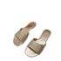 ZA Summer New Product 2024 Fashion Round Head Straw Weaving Hollow Decoration Metal Series Breathable Flat Heel Sandals for Women