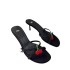 ZA New Product 2024 Autumn Black Water Diamond Fashion Open Toe Pendant Decoration Stiletto Beaded Cherry Sandals