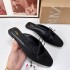 Z2024 summer new butterfly bow flat bottomed square toe M ü ller shoes versatile three color cool slippers with toe caps and flat heels