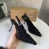 ZA Summer 2024 New Pointed, Fine Heels, Shallow Mouth French High Heels, Black sequins Fashion, Outerwear, Dew Heels, Sandals for Women