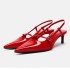 ZA New 2024 Fashion Women's Shoes with Pointed High Heels, Thin Heels, Baotou One Word Belt, Shallow Mouth Buckle, Bare Heel Sandals, Women's Trendy