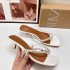 ZA2024 Summer New French style Small Diamond Cat and Herringbone Straw with Simple Vacation Style and Narrow Toe Sandals for Women