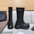 High end B family high tube rain boots 2022 new thick soled height increasing waterproof boots for women candy colored mid tube perforated boots