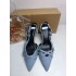 ZA2024 Spring/Summer New Product Denim Shallow Mouth Strap Hollow Baotou Sexy Stiletto Fashion Sandals Muller