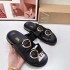 ZA2024 Summer New Double Buckle Retro Flat Bottom Beach Shoes with One Belt Cool Slippers for Women's Singles and Outskirts for Women