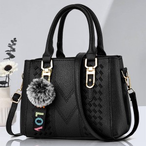 2024 New Trendy European and American Handbag, Hairball Pendant, Simple Single Shoulder Crossbody Bag, Women's Bag