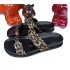 ZA women's shoes 2024 new product round headed straight strap with exposed toes thick soled sandals leopard print metal buckle decoration height increasing cool slippers for women