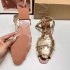 Spanish ZA women's shoes 2024 autumn new gold hollow toe Roman shoes cross strap flat sandals for women