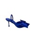 ZA New Product 2024 Autumn French pointed bow decoration silk and satin back strap shallow high heels sandals for women