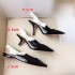 D Family Letter Sandals 2022 New Pointed Cat Heel Back Empty High Heel Sandals Casual Versatile Baotou Women's Singles Shoes