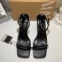 ZA new 2024 summer straight strap square toe exposed toe strap buckle sandals for women with exposed toes, slim heels, high heels for women