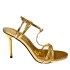 ZA Summer 2024 New Gold High Heels, Thin Heels, T-shaped Straw Buckle, Open Toe, Sexy and Beautiful Sandals for Women