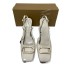 ZA new 2024 summer square toe thick heel metal back strap sandals for women with exposed heels and shallow mouth Mary Jane high heels for women