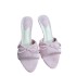 ZA2024 Autumn New Pink French Sheep Fleece Rivet Bow Fashion Thin Heel Sandals Internet Celebrity