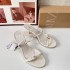 ZA High Heel Sandals 2024 Autumn New Style White Strap Round Head Metal Buckle Fashion Thin Heel Sandals for Women