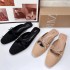 ZA New Product 2024 Autumn French European and American Style Flat Flat Bottom Strap with Bow Strap, Half Trailing Dew Heel Sandals for Women