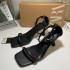 ZA new 2024 summer straight strap square toe exposed toe strap buckle sandals for women with exposed toes, slim heels, high heels for women