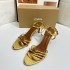 ZA2024 Summer New Women's Shoes High Heels with Bare Toes, Golden Strap, Thin Heel, Strap Back, High Heels for Women