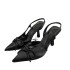 ZA Spring 2024 New Pointed Bow Versatile Rear Strap High Heels Fine Heel Sandals Women's Water Diamond Single Shoes