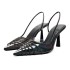 ZA's new 2024 summer pointed thin heel shallow mouth high heels for women, with rhinestones spliced together and strap sandals for women's casual fashion