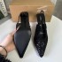 ZA Summer 2024 New Pointed, Fine Heels, Shallow Mouth French High Heels, Black sequins Fashion, Outerwear, Dew Heels, Sandals for Women