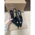 ZA2024 new kitten heel black metal inlaid fabric pointed exposed heel with toe cap and empty high-heeled sandals