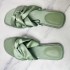 ZA2024 summer new women's shoes with green silk texture for wearing flat sandals for women