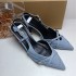 ZA2024 Spring/Summer New Product Denim Shallow Mouth Strap Hollow Baotou Sexy Stiletto Fashion Sandals Muller