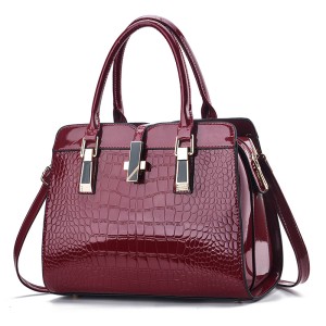 [Cross border] Fashionable shiny leather women's handbag 2024 autumn and winter new large capacity crocodile pattern single shoulder crossbody bag