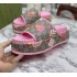 G Home Gradient Embroidered Slippers 2022 New One Word Thick Bottom Height Increasing Women's Cool Drag Large Casual Couple's Sponge Cake Shoes