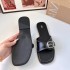 ZA Autumn 2024 New Strap Back Empty Outdoor Wear Daily Black Buckle Flat Flat Breathable Simple Sandals for Women Trendy