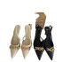 ZA New 2024 Summer Open Heel Style High Heels for Women, Pointed and Thin Heels with Metal Chain Decoration, Shallow Mouth Sandals for Women