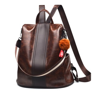 Cross border bag for women 2024 new fashionable large capacity backpack trendy personality soft leather splicing casual backpack hair replacement