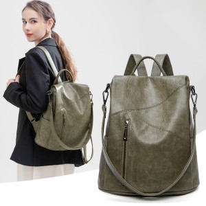 Anti theft dual shoulder foreskin women's bag, Amazon's new fashionable multifunctional splicing cowhide backpack for spring 2025