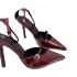 ZA's new 2024 burgundy French high-heeled shoes with pointed cutouts and straps, featuring a niche style for women wearing sandals