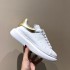 High version McQueen white shoes for women 2023 new thick soled shoes, leather height increasing jelly haze blue sports and leisure shoes