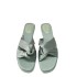 ZA Summer 2024 New Product Summer Square Head Flat Bottom French Green Casual Cross Silk Strap Comfortable Sandals for Women