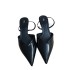 2024 Autumn New Product Black Pointed Toe Dew Heel Muller Shoes for Women's Fashion Casual High Heels