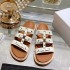 Triumphal Arch slippers for women 2023 summer new retro rivet exposed toe thick bottom straight drag, wearing leather Roman sandals on the outside