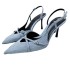 ZA New 2024 Spring/Summer Denim Shallow Mouth Strap Hollow Baotou Sexy Stiletto Fashion Sandals Muller Shoes