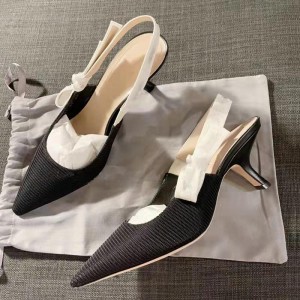 D Family Letter Sandals 2022 New Pointed Cat Heel Back Empty High Heel Sandals Casual Versatile Baotou Women's Singles Shoes