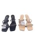 ZA2024 Summer New Women's Shoes with Thin Heels, Versatile, Sexy, Bare Color, Square Head Style, Water Diamond Pullband, High Heel Sandals