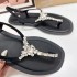 ZA summer new 2024 casual flat sandals diamond rhinestone chain decoration flip flops small fragrant style outdoor shoes