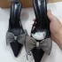 ZA2024 summer new butterfly bow decoration, empty slim heels, high heels, casual versatile fashion, single shoes, sandals for women