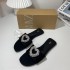 ZA New 2024 Summer Water Diamond Open toed Flat Bottom Outerwear Cool Slippers for Women Black Heart Shaped Buckle Beach Slippers for Women