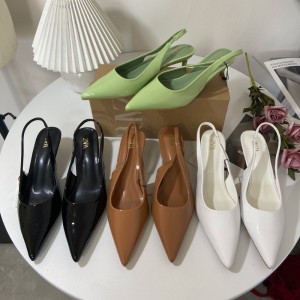 ZA's new 2024 summer pointed, thin heels, shallow mouth high heels, women's back strap, toe cover fashion, wearing sandals for women's fashion trend