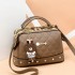 2024 European and American New Fashion Women's Bag with Lingge Small Fragrant Style Handheld Small Bag Boston Shoulder Bag