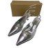 ZA's new 2024 summer pointed thin heel silver high heels for women, with exposed heels at the back and metal trendy fashion sandals for women