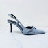 ZA2024 Spring/Summer Women's Shoes New Denim Shallow Mouth Strap Hollow Baotou Sexy Stiletto Fashion Sandals for Women